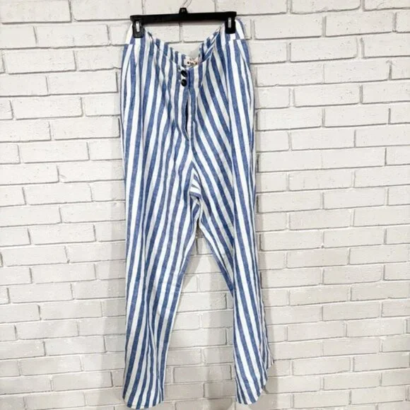 Boden Women’s Blue and White Striped Pants - Size‎ 14